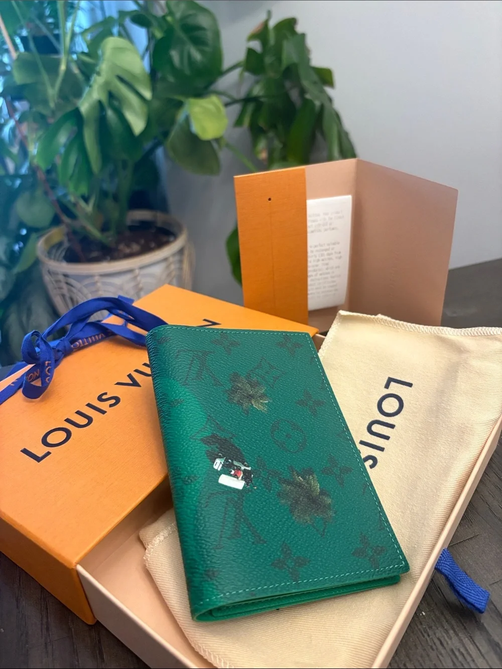 Louis Vuitton Teal Green Monogram Canvas Passport Cover